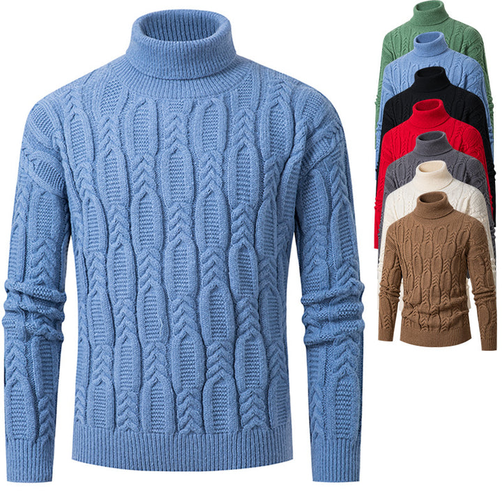 Men's High-Quality Turtleneck Sweater with Pattern Lisslune