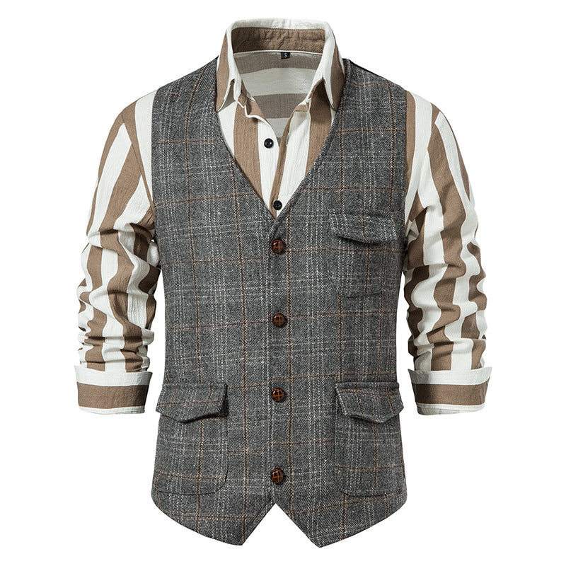 Men's waistcoat with check pattern and practical pockets Lisslune
