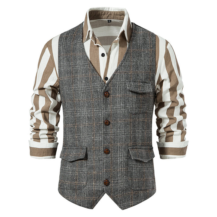 Men's waistcoat with check pattern and practical pockets Lisslune