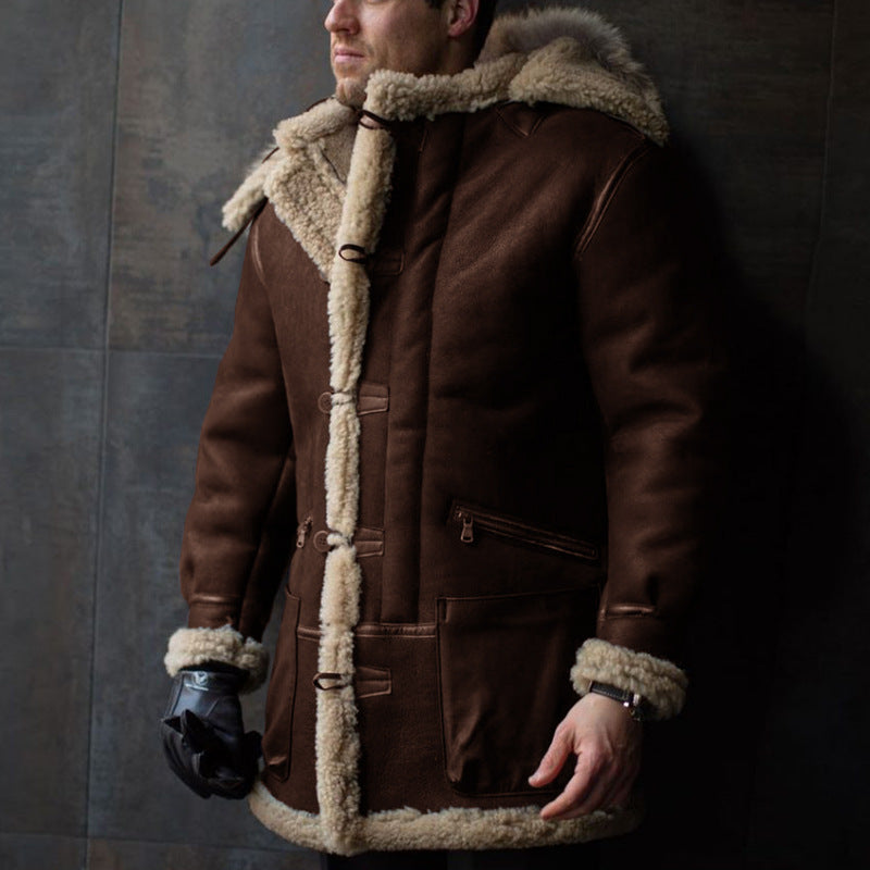 Men's lambskin coat with hood and practical pockets Lisslune