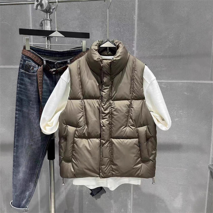 Men's Insulating Quilted Vest with High Collar and Practical Pockets Lisslune