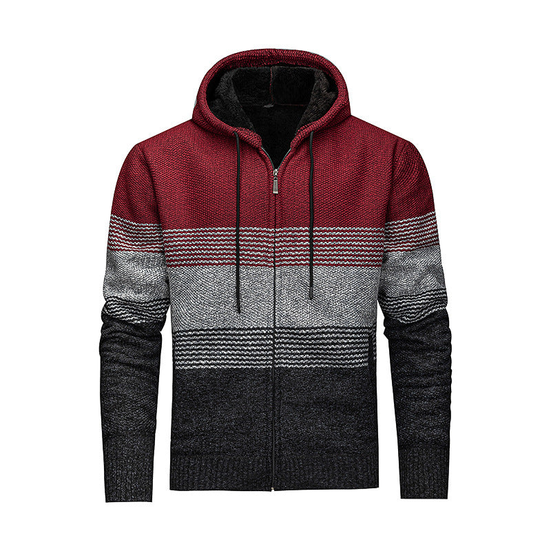 Men's Stylish Cardigan with Hood and Gradient Lisslune