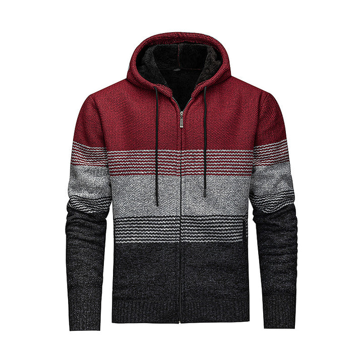 Men's Stylish Cardigan with Hood and Gradient Lisslune