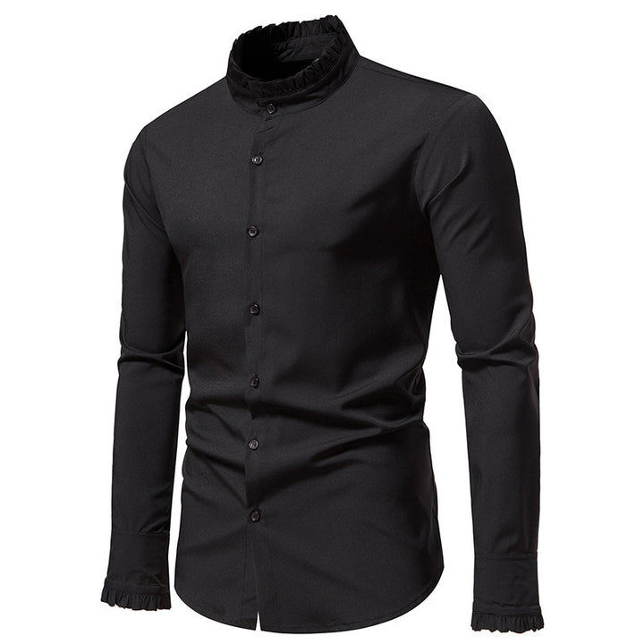 Men's Elegant Long Sleeve Shirt with Ruffle Details Lisslune