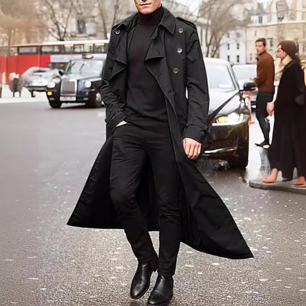 Men's Elegant Long Trench Coat Skorter