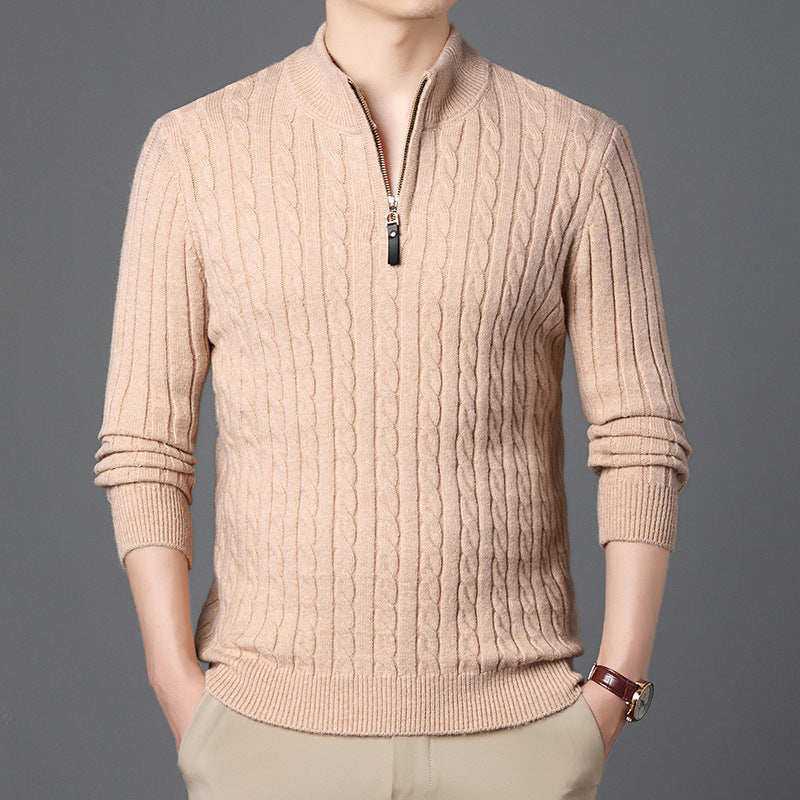 Men's High-Quality Knit Sweater with Modern Zipper and Detailed Texture Lisslune
