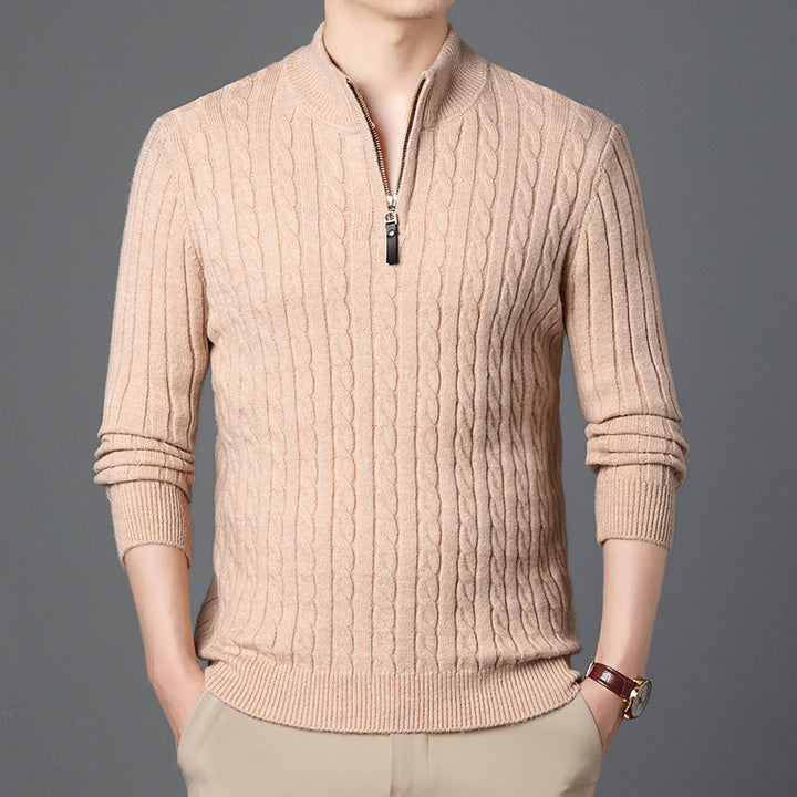 Men's High-Quality Knit Sweater with Modern Zipper and Detailed Texture Lisslune