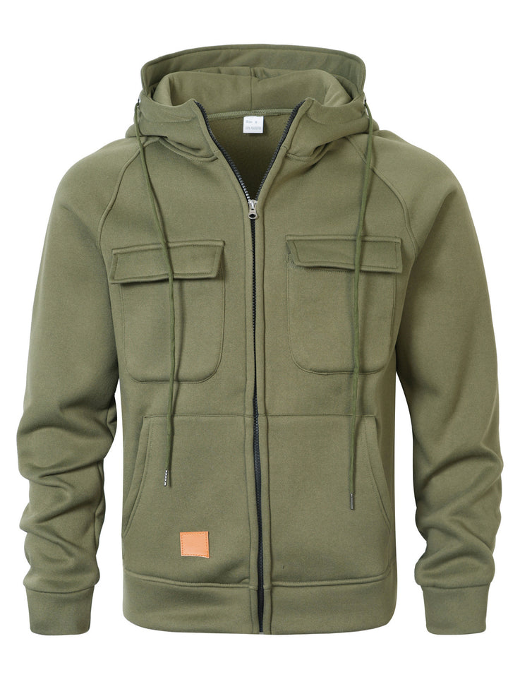 Men's Stylish Hooded Jacket with Practical Pockets and Zipper Lisslune