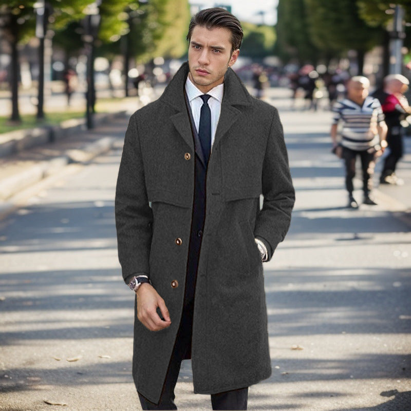 Men's elegant wool coat with double-breasted button placket and modern design Lisslune