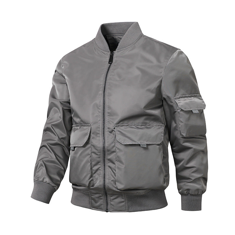 Men's fashionable bomber jacket with area installation and practical pockets Lisslune