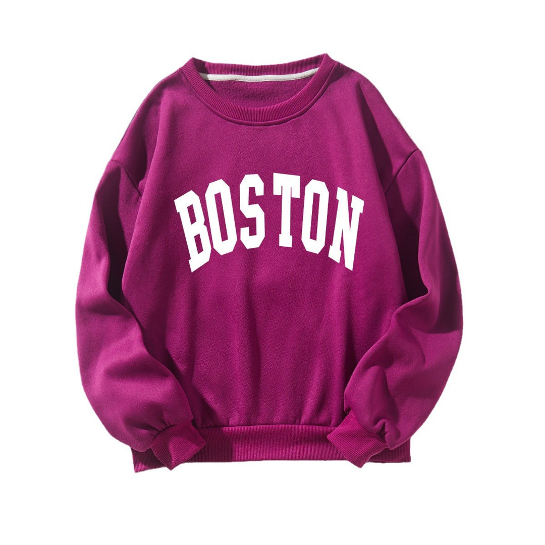 Women casual sweatshirt with Boston print Lisslune