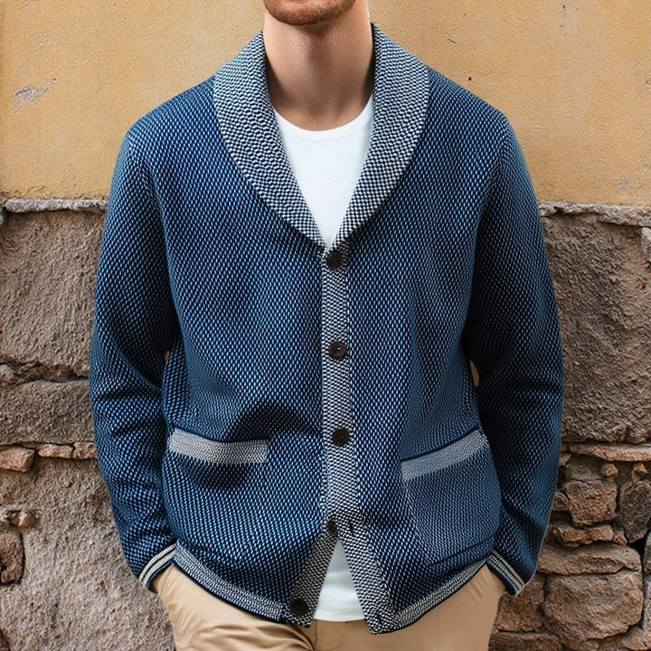 Men's cardigan with elegant button details and wide shawl collar Lisslune