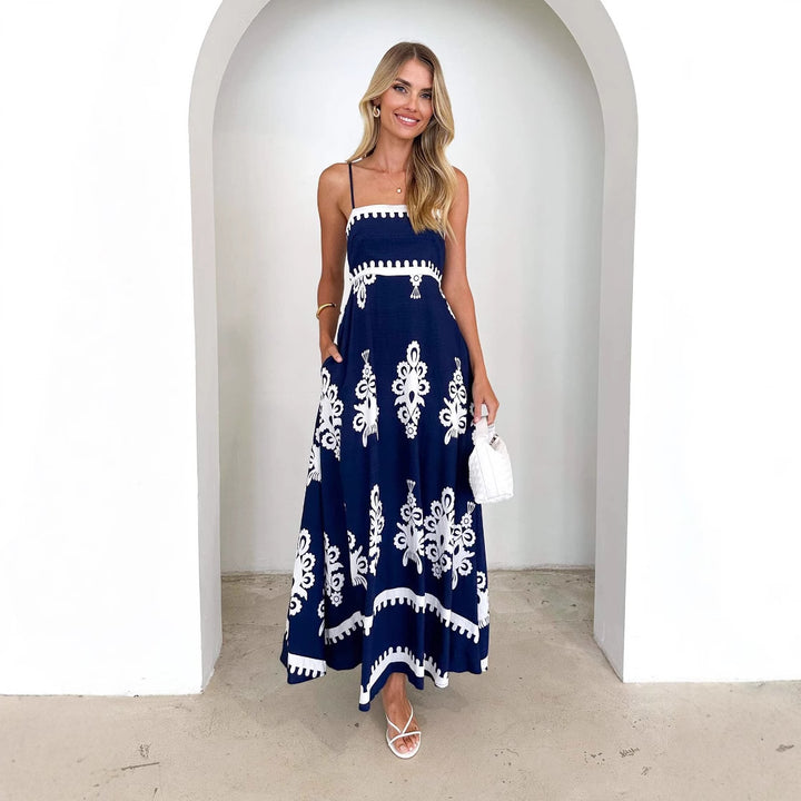 Women's maxi dress with floral pattern and flared skirt Lisslune