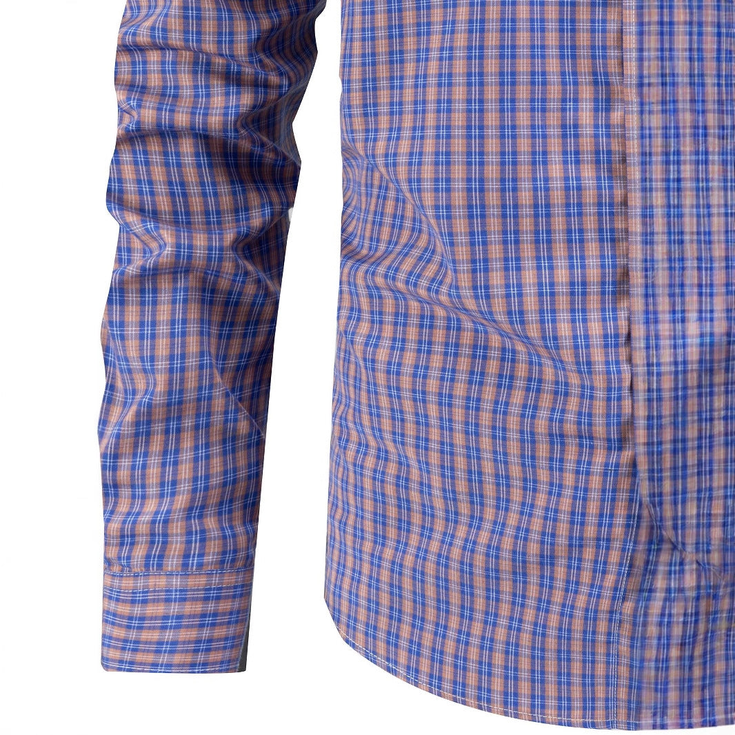 Men's elegant checkered long sleeve shirt with chest pocket Lisslune