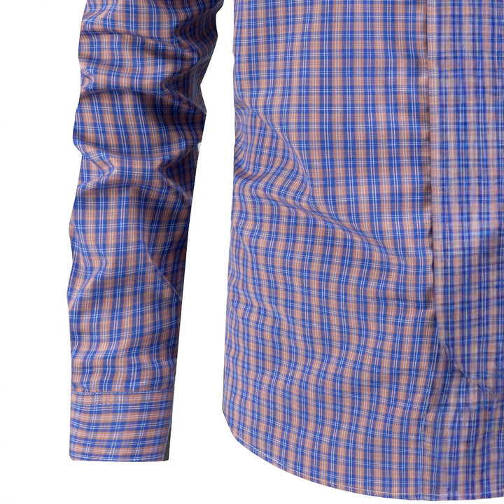 Men's elegant checkered long sleeve shirt with chest pocket Lisslune