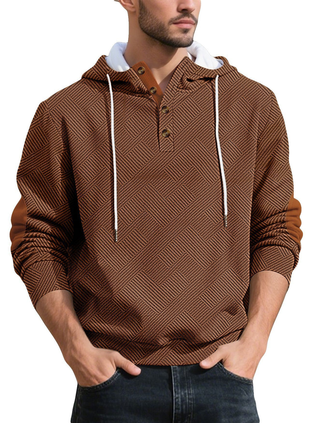Men's stylish hoodie with textured material and fashionable accents Lisslune