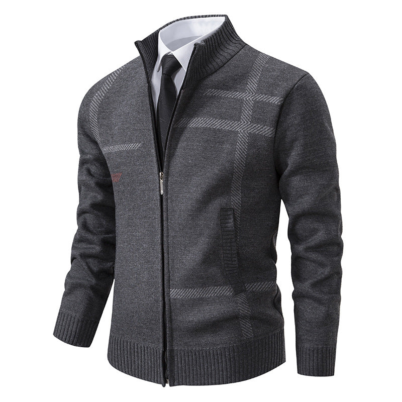 Men's cardigan with graphic patterns and high collar Lisslune