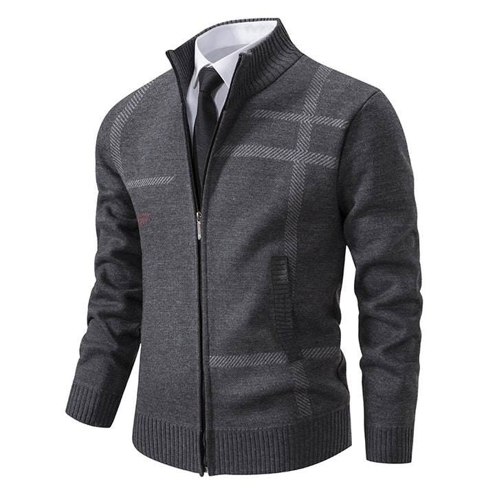 Men's cardigan with graphic patterns and high collar Lisslune