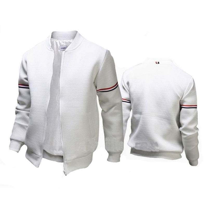 Men's sporty zip jacket with structured surface and contrast stripes Lisslune