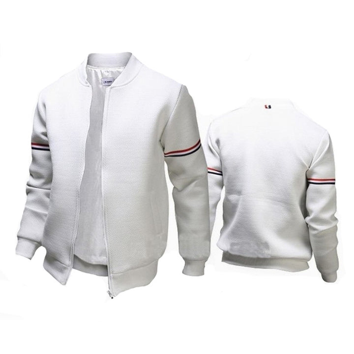 Men's sporty zip jacket with structured surface and contrast stripes Lisslune