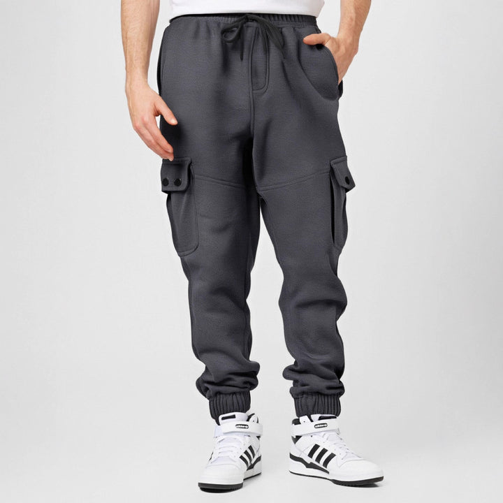 Men's Athletic Cargo Jogging Pants with Pockets and Elastic Waistband Lisslune