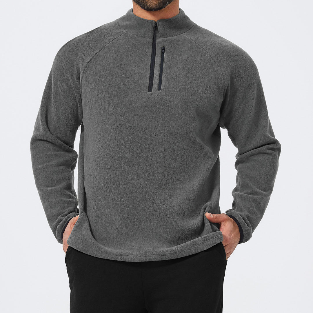 Men's Fleece Pullover with Stand-Up Collar Lisslune