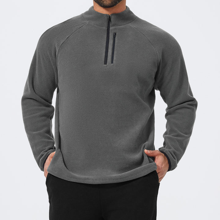 Men's Fleece Pullover with Stand-Up Collar Lisslune