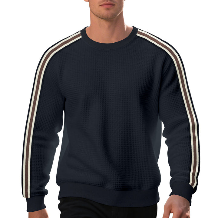 Men's fashionable knitted sweater with textured fabric and sporty stripes Lisslune