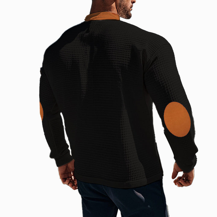 Men's long-sleeve Henley shirt with decorative lacing design Lisslune