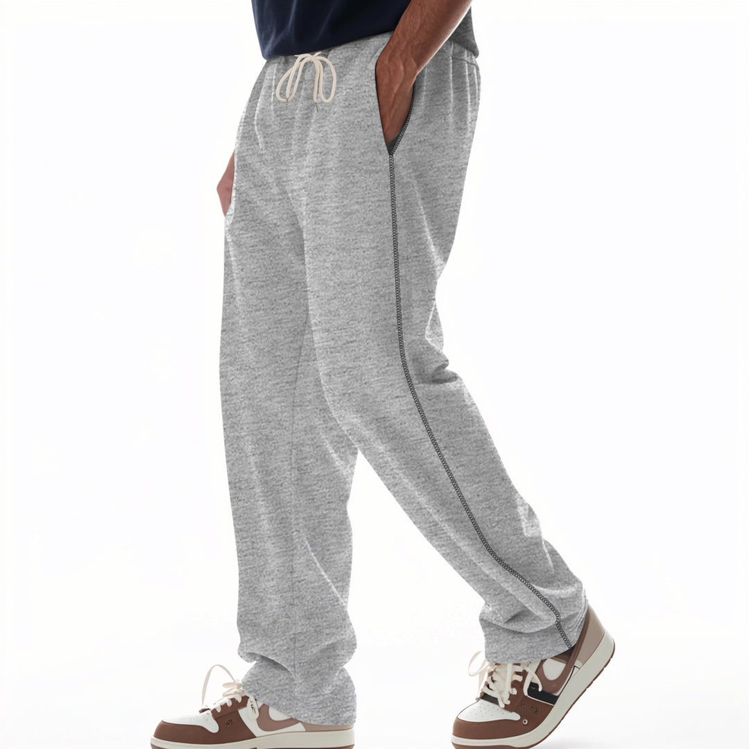 Men's sporty leisure pants with side contrast seams and drawstring Lisslune