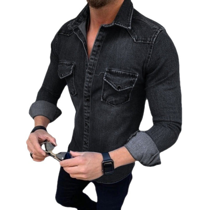 Men's Denim Shirt with Modern Cut and Practical Breast Pockets Lisslune