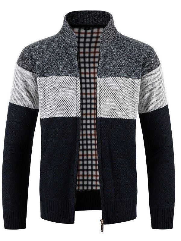 Men's fashionable cardigan with contrasting stripes and quilted inner lining Lisslune