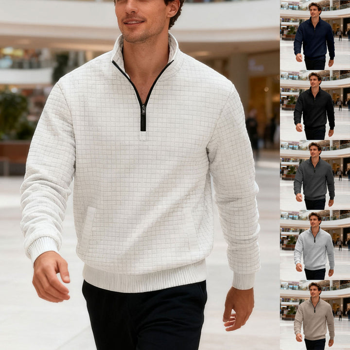 Men's sporty sweater with half-high closed collar Lisslune