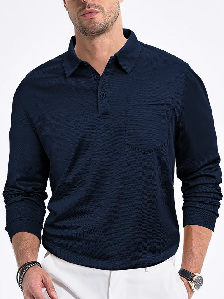 Men's polo shirt with modern structured design and practical chest pocket Lisslune