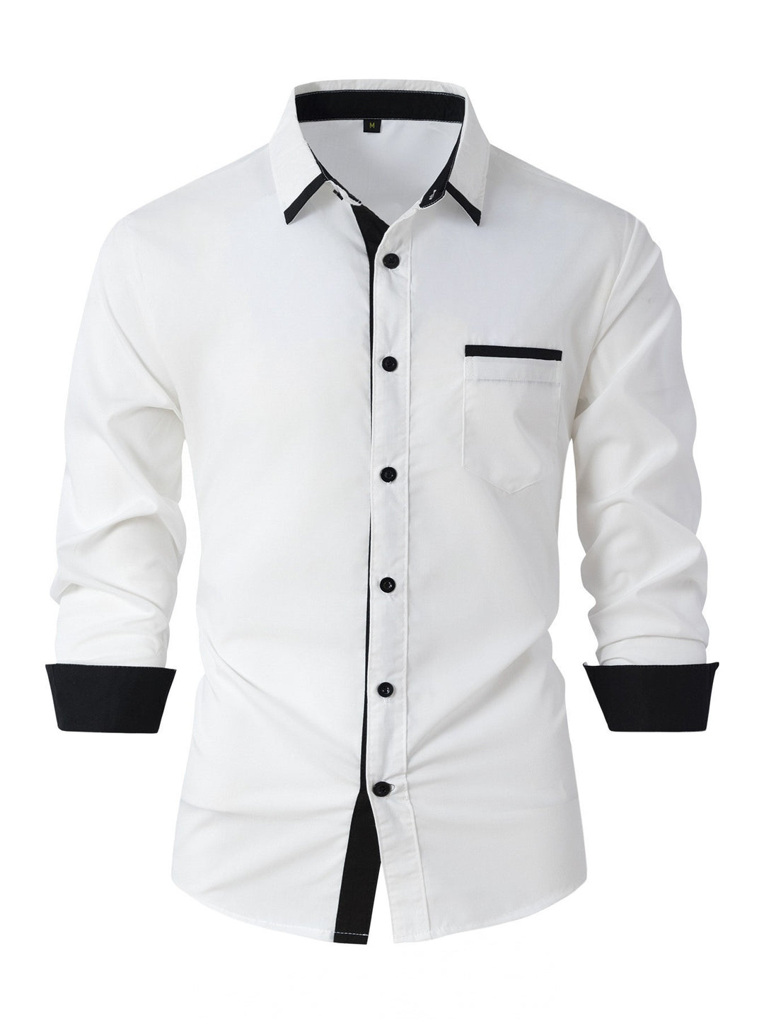 Men's long-sleeve shirt with modern contrasting collar and elegant button placket Lisslune