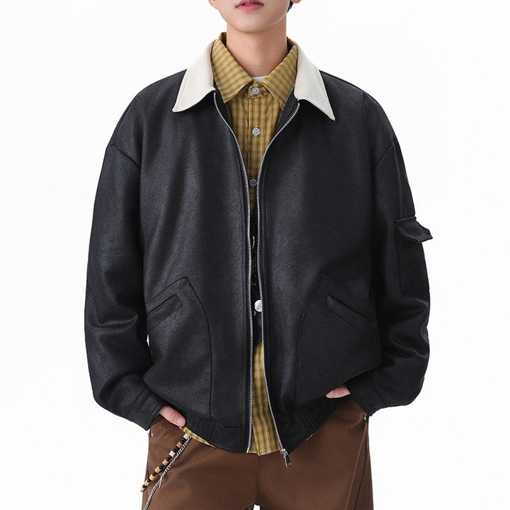 Men's Oversized Utility Jacket with practical zipper Lisslune