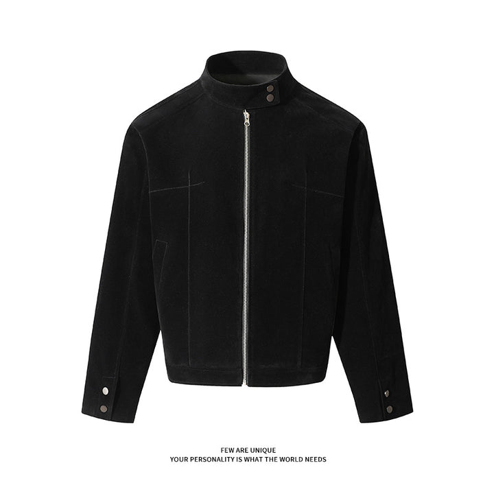 Men's leisure jacket made of soft synthetic leather with practical collar and zipper Lisslune