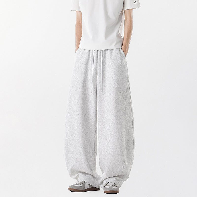 Men's casual, wide-cut leisure pants with elastic waistband and practical side pockets Lisslune