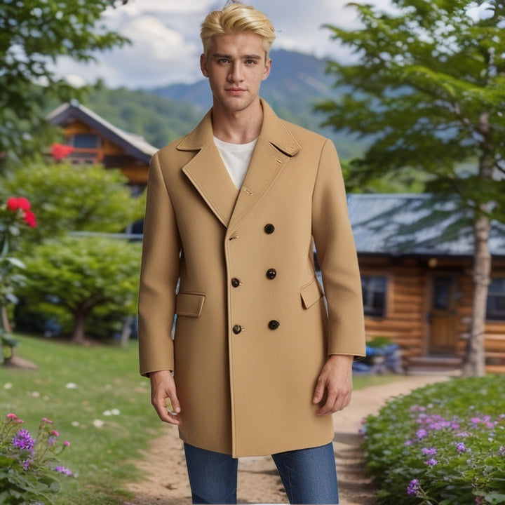 Men's elegant double-breasted coat made of soft material Lisslune