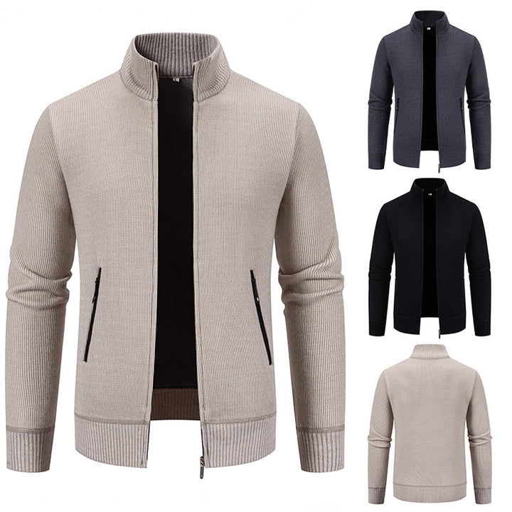 Men's cardigan with high collar and modern zip pockets Lisslune