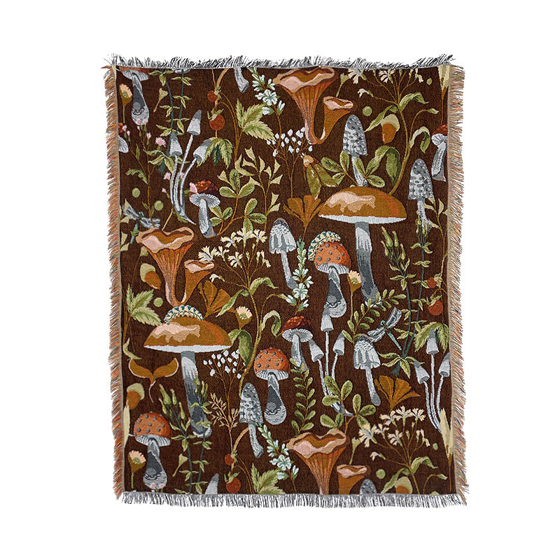 Rynx | Apartment decor inspiration Household flowers sofa blanket Polyester cotton 130 * 160cm with tassels Universal lounge blanket Coffee table tablecloth
