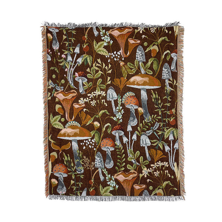 Rynx | Apartment decor inspiration Household flowers sofa blanket Polyester cotton 130 * 160cm with tassels Universal lounge blanket Coffee table tablecloth