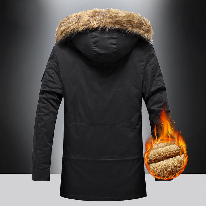 Men's Warm Parka Jacket with Removable Hood and Soft Fleece Lining Lisslune
