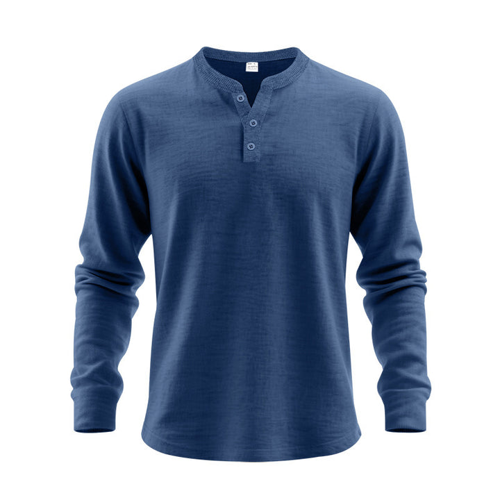 Men's Long Sleeve Henley Shirt made of soft waffle material Lisslune
