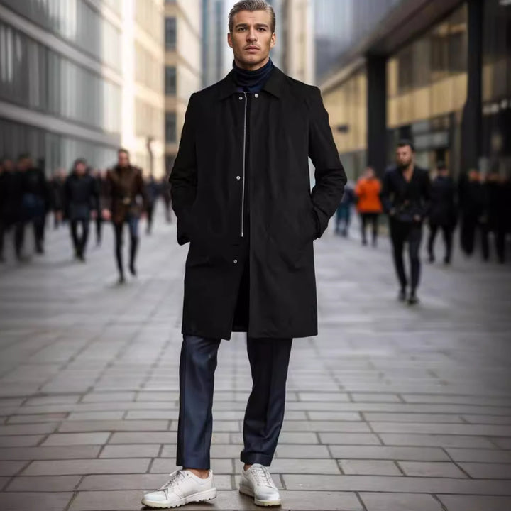 Men's elegant transitional coat with practical pockets and modern collar Lisslune
