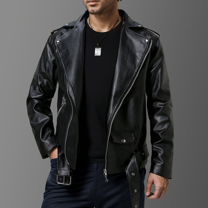 Men's stylish biker jacket made of high-quality real leather Lisslune