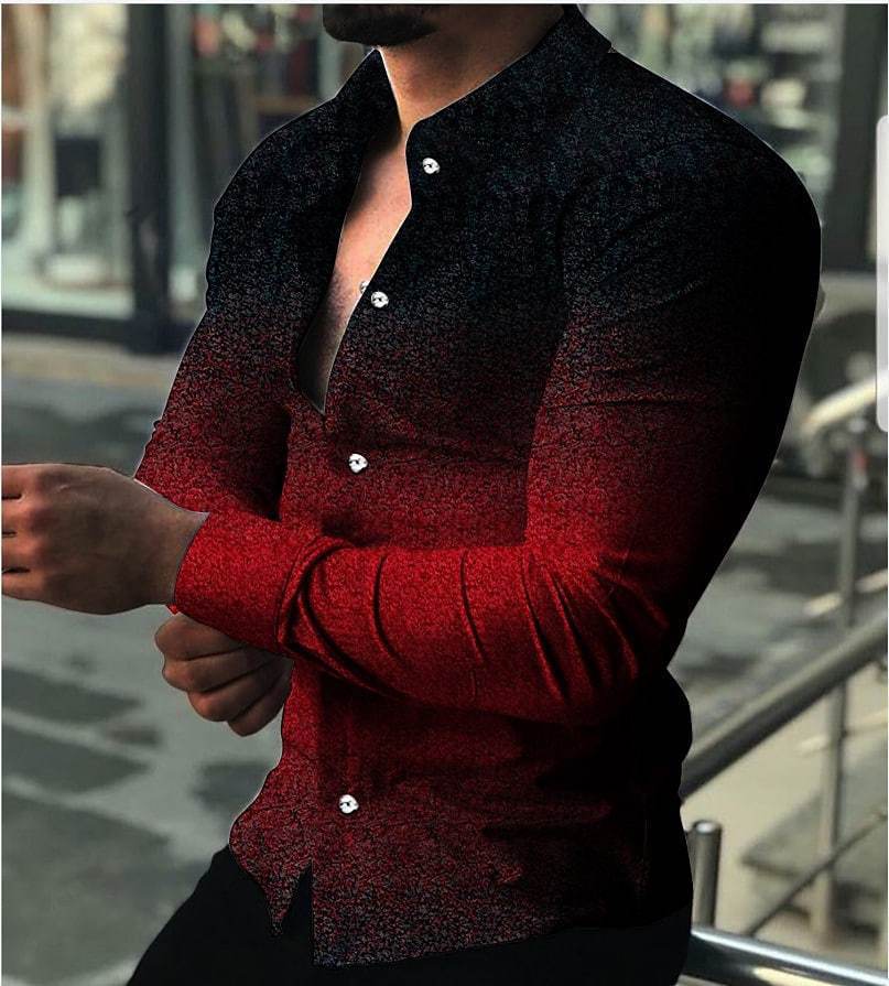 Men's Long Sleeve Shirt with Modern Gradient andElegant Button Details Lisslune