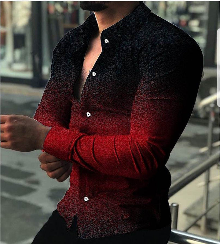 Men's Long Sleeve Shirt with Modern Gradient andElegant Button Details Lisslune