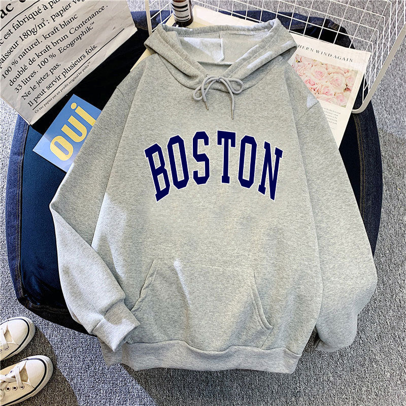 Women's hoodie with classic Boston print Lisslune