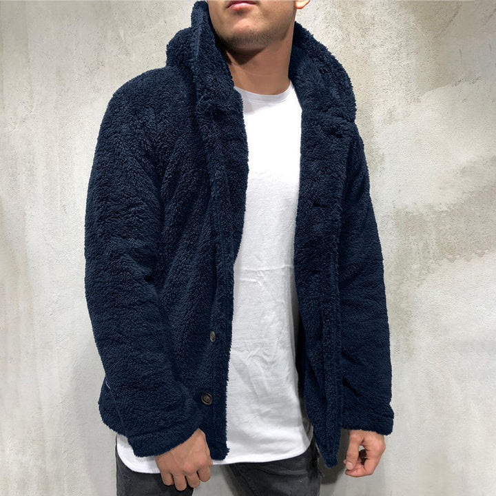 Men's Cozy Teddy Jacket with Wide Lapels and Practical Pockets Lisslune